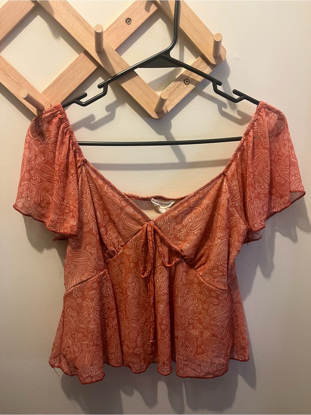 Orange paisley babydoll top